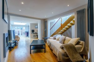 open plan kitchen living dining space in a period property fro sale in Farndon