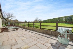 patio overlooking paddocks at a bungalow for sale with Rickitt Partnreship estate agency