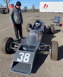 Rickitt Partnership's Formual Ford car being test driven by Tim Rickitt