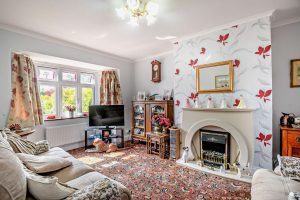 living room with bay window in house for sale in Milton Green