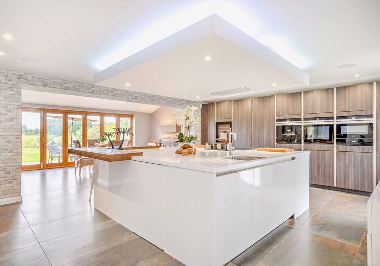 contemporary kitchen with white modern units in house for sale with Chester estate agency Rickitt Partnership