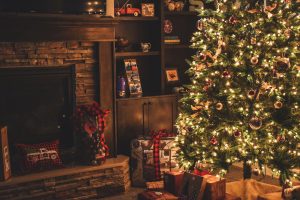 festive room with christmas tree