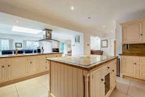 open plan shaker style kitchen in a house for sale in Bettisfield