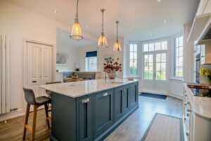 modern shaker style kitchen in a modernised Victorian house for sale in Chester