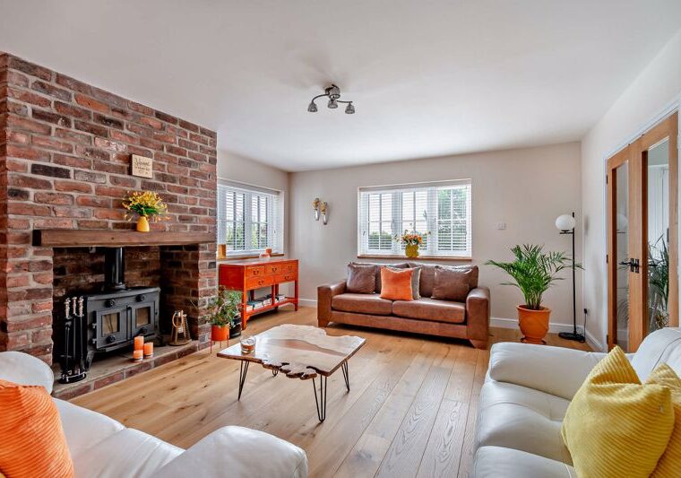 drawing room in a barn conversion for sale near Holt
